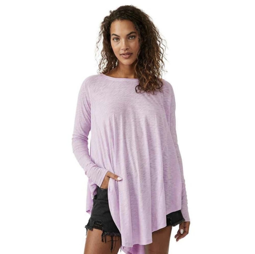 NWT Free People Aria Long Sleeve Trapeze Top Size Small  Light Purple OB1645805